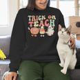 Trick Or Teach Pumpkin Candy Corn Ghost Halloween Teacher Women Crewneck Sweatshirt, gift for family, gift for coworker Trick Or Teach Pumpkin Candy Corn Ghost Halloween Teacher Women Crewneck Sweatshirt, gift for family, gift for coworker