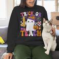 Trick Or Teach Teacher Pencil Ghost Halloween Teacher Women Crewneck Sweatshirt, gift for family, gift for coworker Trick Or Teach Teacher Pencil Ghost Halloween Teacher Women Crewneck Sweatshirt, gift for family, gift for coworker