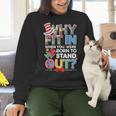 Why Fit In Doctor Teacher Cat In Hat Cool Autism Awareness Men Women Kids Women Crewneck Sweatshirt, gift for family, gift for coworker Why Fit In Doctor Teacher Cat In Hat Cool Autism Awareness Men Women Kids Women Crewneck Sweatshirt, gift for family, gift for coworker