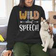 Wild About Speech SLP Leopard Teacher Back To School Kids Women Crewneck Sweatshirt, gift for family, gift for coworker Wild About Speech SLP Leopard Teacher Back To School Kids Women Crewneck Sweatshirt, gift for family, gift for coworker