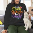Will Trade Students For Candy Teacher Halloween Costume Women Crewneck Sweatshirt, gift for family, gift for coworker Will Trade Students For Candy Teacher Halloween Costume Women Crewneck Sweatshirt, gift for family, gift for coworker