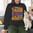 Will Trade Students For Donuts Halloween Teacher Women Crewneck Sweatshirt, gift for family, gift for coworker Will Trade Students For Donuts Halloween Teacher Women Crewneck Sweatshirt, gift for family, gift for coworker