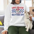 2nd Grade Batter Up Back To School Baseball Teacher Kids Women Crewneck Sweatshirt, 2nd Grade Teacher Sweatshirts, gift for family, gift for coworker