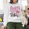 4th Fourth Grade Vibes Back To School Coquette Teacher Girl Women Crewneck Sweatshirt, 4th Grade Teacher Sweatshirts, gift for family, gift for coworker