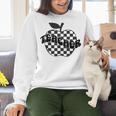 Back To School Checkered Apple Teacher Checkerboard Teacher For Men Women Girls Kids Women Crewneck Sweatshirt, gift for family, gift for coworker