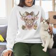 Cute Floral Highland Cow Back To School For Women Teacher Women Crewneck Sweatshirt, gift for family, gift for coworker Cute Floral Highland Cow Back To School For Women Teacher Women Crewneck Sweatshirt, gift for family, gift for coworker