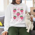 First Grade Is My Jam Strawberry First Grade Teacher Women Women Crewneck Sweatshirt, First Grade Teacher Sweatshirts, gift for family, gift for coworker