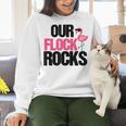 Our Flock Rocks Flamingo Mother's Day Teacher Women Crewneck Sweatshirt, gift for family, gift for coworker Our Flock Rocks Flamingo Mother's Day Teacher Women Crewneck Sweatshirt, gift for family, gift for coworker