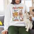Groovy Pumpkin Spice Makes Teacher Nice Fall Thanksgiving Women Crewneck Sweatshirt, Groovy Teacher Sweatshirts, gift for family, gift for coworker Groovy Pumpkin Spice Makes Teacher Nice Fall Thanksgiving Women Crewneck Sweatshirt, Groovy Teacher Sweatshirts, gift for family, gift for coworker