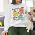 Happy To See Your Face Teacher Apple Women Crewneck Sweatshirt, gift for family, gift for coworker