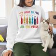 Its Okay To Feel All The Feels Mood Color Crayons Teacher Women Crewneck Sweatshirt, gift for family, gift for coworker