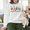 Very Merry Teacher Christmas Goose Silly Holiday Party Women Crewneck Sweatshirt, gift for family, gift for coworker