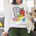 P Is For Pre-K Teacher Pencil Apple Back To School Women Crewneck Sweatshirt, gift for family, gift for coworker P Is For Pre-K Teacher Pencil Apple Back To School Women Crewneck Sweatshirt, gift for family, gift for coworker