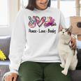 Peace Love Books Librarian Teacher Life Book Library Tie Dye Women Crewneck Sweatshirt, gift for family, gift for coworker Peace Love Books Librarian Teacher Life Book Library Tie Dye Women Crewneck Sweatshirt, gift for family, gift for coworker