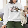 Peace Love Coffee Science Teacher Women Crewneck Sweatshirt, Science Teacher Sweatshirts, gift for family, gift for coworker