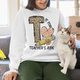T Is For Teacher’s Aide Back To First Day Of School Leopard Men Women Girls Kids Women Crewneck Sweatshirt, gift for family, gift for coworker