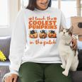 I Teach The Cutest Pumpkins Halloween Teacher Cat Lover Women Crewneck Sweatshirt, gift for family, gift for coworker