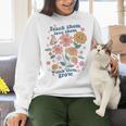 Teach Them Love Them Watch Them Grow Retro Teacher Floral Women Crewneck Sweatshirt, gift for family, gift for coworker