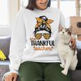 Thanksgiving Shirt Teacher Women Messy Bun Thankful Teacher Women Crewneck Sweatshirt, gift for family, gift for coworker Thanksgiving Shirt Teacher Women Messy Bun Thankful Teacher Women Crewneck Sweatshirt, gift for family, gift for coworker