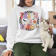 Trick Or Teach Retro Groovy Halloween Teacher Women Crewneck Sweatshirt, Groovy Teacher Sweatshirts, gift for family, gift for coworker Trick Or Teach Retro Groovy Halloween Teacher Women Crewneck Sweatshirt, Groovy Teacher Sweatshirts, gift for family, gift for coworker