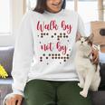 Visually Impaired Teacher Braille Bible Verse Walk By Faith Women Crewneck Sweatshirt, gift for family, gift for coworker
