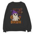 67 Teacher Halloween Ghost Six Seven Meme Math Equation Bruh Women Crewneck Sweatshirt, novelty gifts, funny gifts