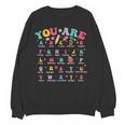 Alphabet Positive Affirmations Back To School Teacher Women Crewneck Sweatshirt, novelty gifts, funny gifts