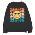 Back To School Groovy Smile Preschool Teachers Students Kids Women Crewneck Sweatshirt, novelty gifts, funny gifts