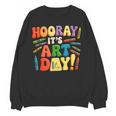 Back To School Hooray It's Art Day Art Teacher Artist Women Crewneck Sweatshirt, novelty gifts, funny gifts