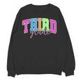 Back To School Neon Checkered Third Grade Colorful Teacher Women Crewneck Sweatshirt, novelty gifts, funny gifts