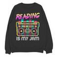 Back To School Retro Reading Is My Jam 80s Teacher Boombox Women Crewneck Sweatshirt, novelty gifts, funny gifts
