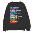 Back To School Teacher We Are Like A Box Of Crayons Women Crewneck Sweatshirt, novelty gifts, funny gifts