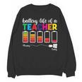 Battery Life Of a Teacher Shirt Thanksgiving Teacher Women Crewneck Sweatshirt, novelty gifts, funny gifts