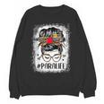 Bleached Teacher Para Life Paraprofessional Cute Messy Bun For Men Women Girls Kids Women Crewneck Sweatshirt, novelty gifts, funny gifts
