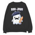 Boo Jour Ghost French Teacher Vintage Teacherlife Groovy Women Crewneck Sweatshirt, novelty gifts, funny gifts