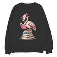 Book Lover Cute Flamingo Reading Teacher Librarian Women Women Crewneck Sweatshirt, novelty gifts, funny gifts