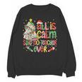 Book Tree All Is Calm Said No Teacher Ever Christmas Women Crewneck Sweatshirt, novelty gifts, funny gifts