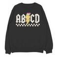 Boys Girls Teachers ABCD Rock Graphic Back To School Class Women Crewneck Sweatshirt, novelty gifts, funny gifts