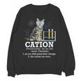 Cation Chemistry Humor Science Teacher Cat Pun Women Crewneck Sweatshirt, novelty gifts, funny gifts