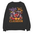 Way To Classroom Halloween Witch Three Cute Sloths Teacher Women Crewneck Sweatshirt, novelty gifts, funny gifts