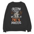 Creepin It Real Pre-K Monsters Halloween Preschool Teacher Women Crewneck Sweatshirt, novelty gifts, funny gifts