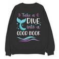 Cute Mermaid Librarian Teacher Dive Into A Good Book Reading Women Crewneck Sweatshirt, novelty gifts, funny gifts Cute Mermaid Librarian Teacher Dive Into A Good Book Reading Women Crewneck Sweatshirt, novelty gifts, funny gifts