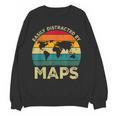Easily Distracted By Maps Geography Teacher Women Crewneck Sweatshirt, novelty gifts, funny gifts Easily Distracted By Maps Geography Teacher Women Crewneck Sweatshirt, novelty gifts, funny gifts