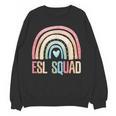 ESL Squad Teacher Crew Team Back To School English Rainbow Women Crewneck Sweatshirt, novelty gifts, funny gifts