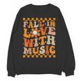 Fall In Love With Music Groovy Thanksgiving Music Teacher Men Women Girls Kids Women Crewneck Sweatshirt, novelty gifts, funny gifts Fall In Love With Music Groovy Thanksgiving Music Teacher Men Women Girls Kids Women Crewneck Sweatshirt, novelty gifts, funny gifts