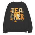 Fall Teacher Pumpkin Coquette Bow Autumn Classroom Women Crewneck Sweatshirt, novelty gifts, funny gifts