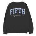 Fifth Grade Coquette Toile Blue Bow Floral Women Teacher Women Crewneck Sweatshirt, novelty gifts, funny gifts Fifth Grade Coquette Toile Blue Bow Floral Women Teacher Women Crewneck Sweatshirt, novelty gifts, funny gifts