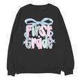 First Grade Coquette Bow Girls Teacher Team 1st Grade Squad Women Crewneck Sweatshirt, novelty gifts, funny gifts First Grade Coquette Bow Girls Teacher Team 1st Grade Squad Women Crewneck Sweatshirt, novelty gifts, funny gifts
