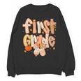 First Grade Fall Floral Coquette Bow Teachers Students Women Crewneck Sweatshirt, novelty gifts, funny gifts First Grade Fall Floral Coquette Bow Teachers Students Women Crewneck Sweatshirt, novelty gifts, funny gifts