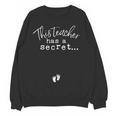 Fun Pregnant Teacher Announcement Idea- Footprints On Tummy Women Crewneck Sweatshirt, novelty gifts, funny gifts Fun Pregnant Teacher Announcement Idea- Footprints On Tummy Women Crewneck Sweatshirt, novelty gifts, funny gifts